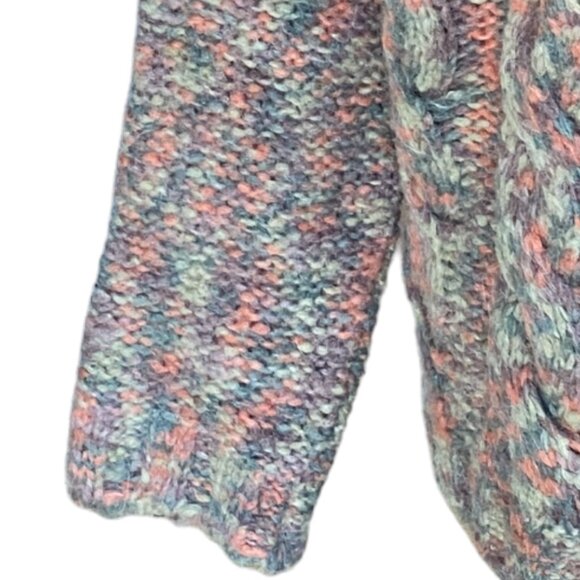 NWT Aspen Chunky Wool Cable Knit Sweater Fisherman Italy Space Dyed Ski-Aprés-L - Picture 5 of 15